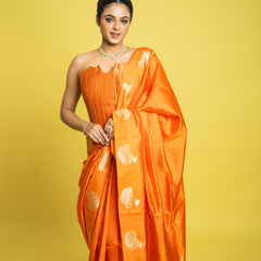 Designer Banarasi Silk Saree With Kadhua Nandi Buttas On Border Clubbed With A Designer Corset Blouse