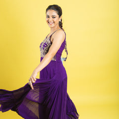 Designer hand embroidered indo western dress