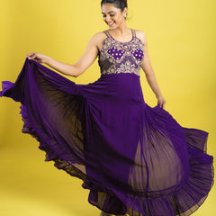 Designer hand embroidered indo western dress