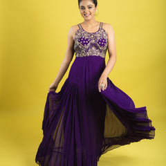 Designer hand embroidered indo western dress