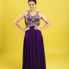 Designer hand embroidered indo western dress