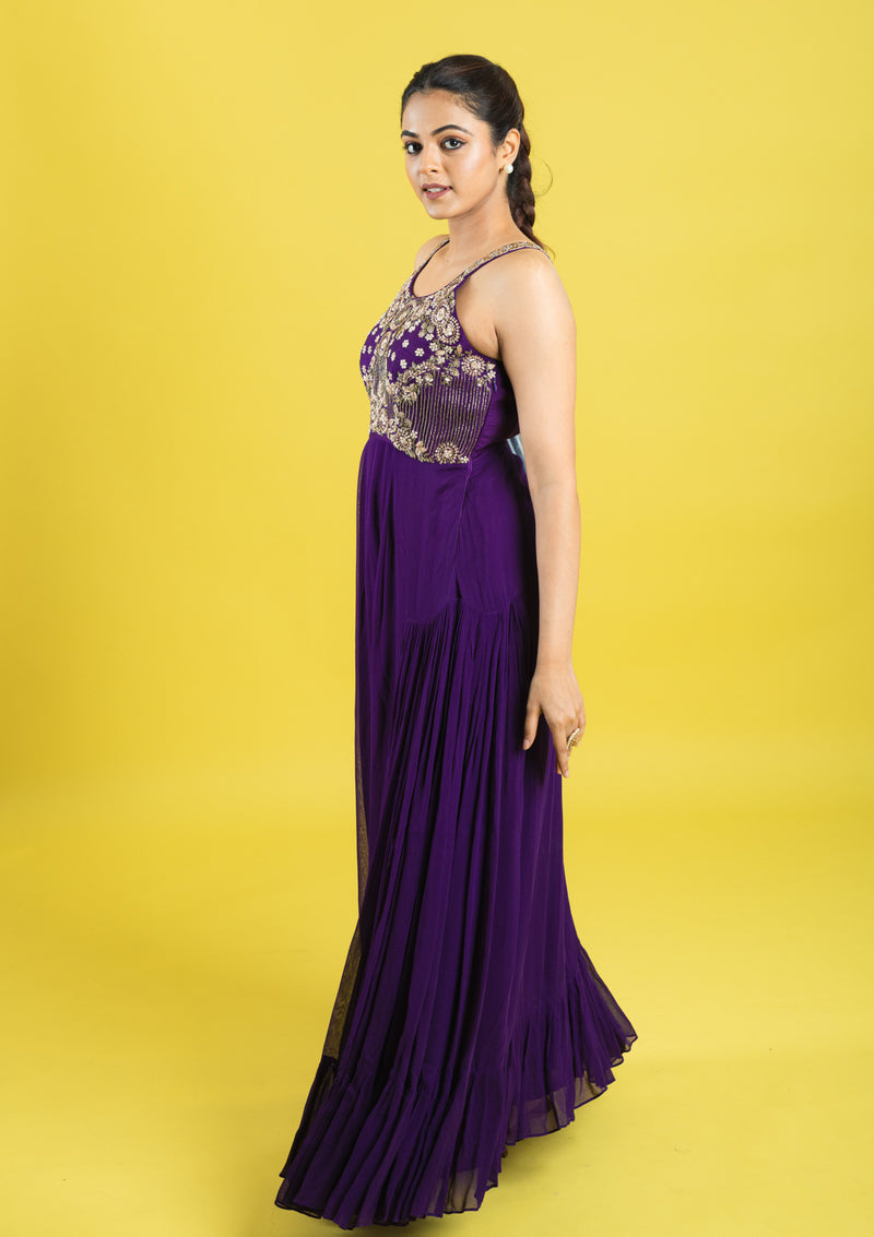 Designer hand embroidered indo western dress
