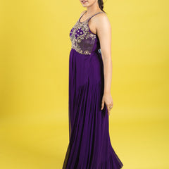 Designer hand embroidered indo western dress