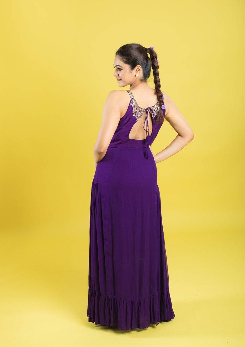 Designer hand embroidered indo western dress
