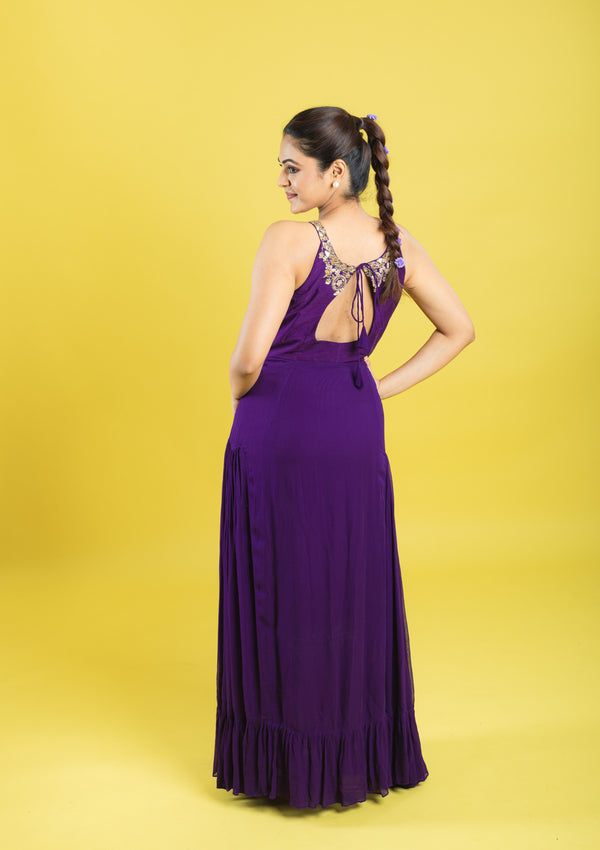 Designer hand embroidered indo western dress