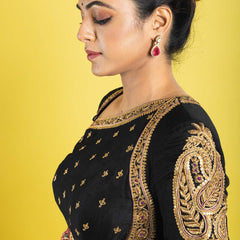 pure organza silk anarkali hand embroidered with zardozi,kaddana,sequin clubbed with multicolored weaved dupatta