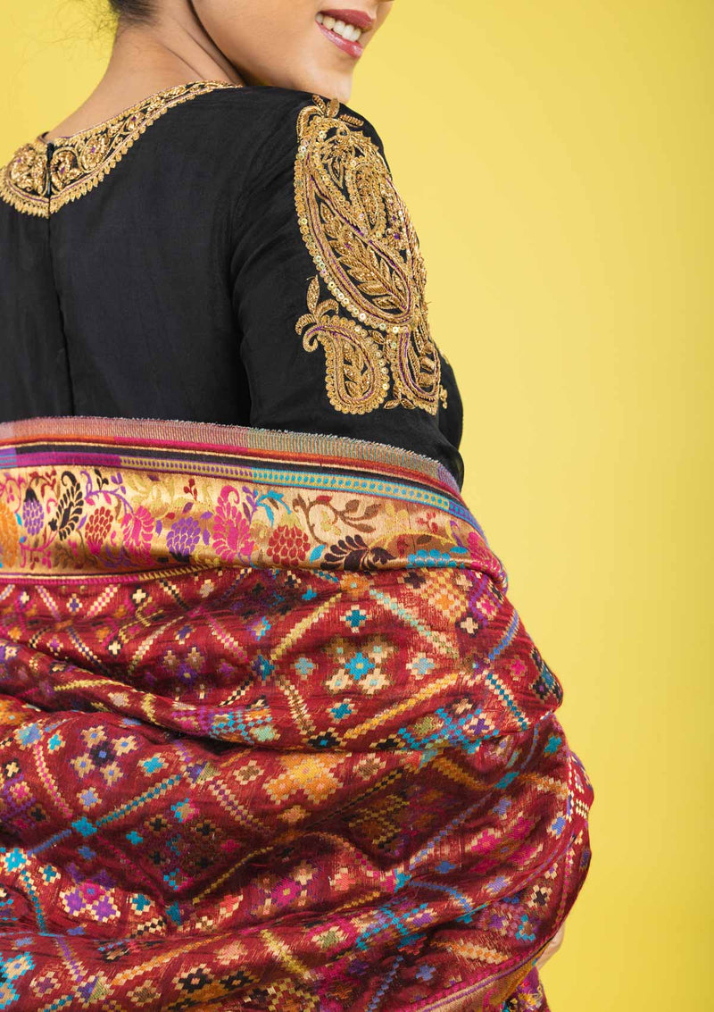pure organza silk anarkali hand embroidered with zardozi,kaddana,sequin clubbed with multicolored weaved dupatta