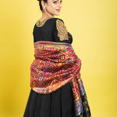 pure organza silk anarkali hand embroidered with zardozi,kaddana,sequin clubbed with multicolored weaved dupatta