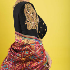 pure organza silk anarkali hand embroidered with zardozi,kaddana,sequin clubbed with multicolored weaved dupatta