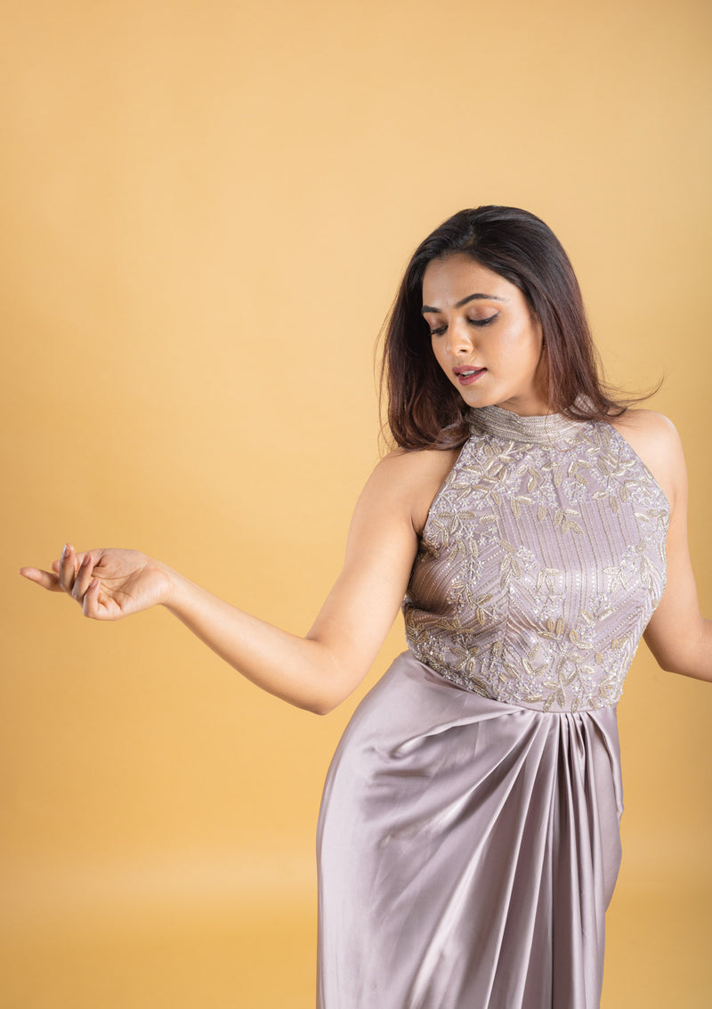Designer cowl hand embroidered gown, evening gown, party wear