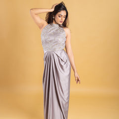 Designer cowl hand embroidered gown, evening gown, party wear