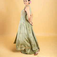 designer hand embroidered anarkali with flared kali pant