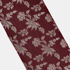 Pure Raw Silk Fabric – Gold Zari Jaal, Chocolate Brown ( 1 Meter)