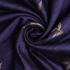 Pure Banarasi Raw Silk Fabric – Gold Zari Butta, Navy Blue (1 Meter)