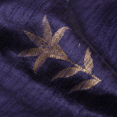 Pure Banarasi Raw Silk Fabric – Gold Zari Butta, Navy Blue (1 Meter)