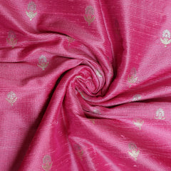 Pure Raw Silk Fabric – Gold & Silver Zari Butties, Baby Pink (1 Meter)