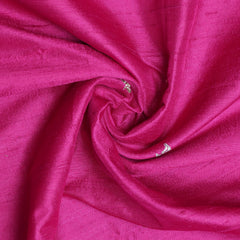 Pure Raw Silk Fabric – Zari Butties, Magenta Pink  (1 Meter)
