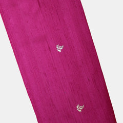 Pure Raw Silk Fabric – Zari Butties, Magenta Pink  (1 Meter)