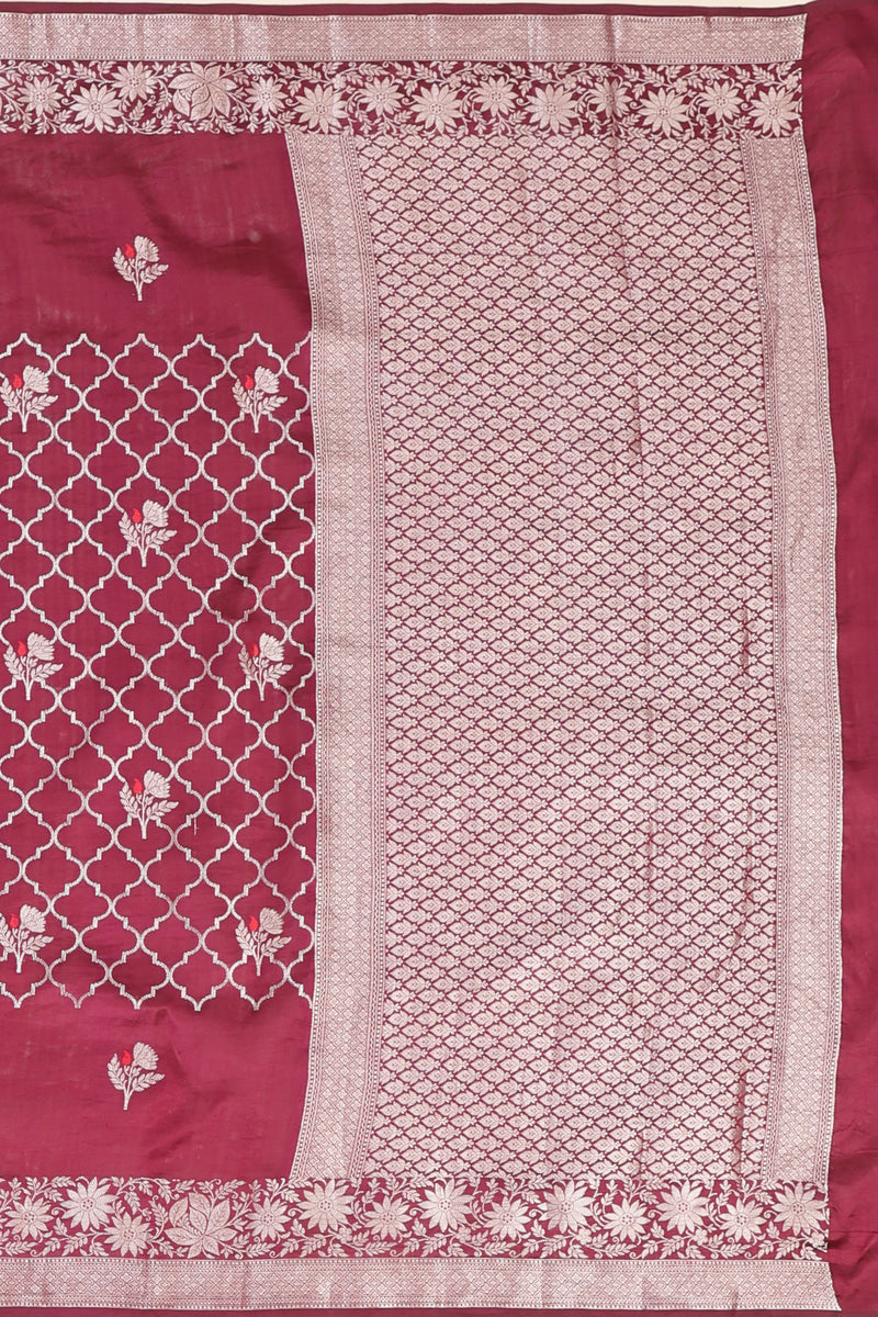 Pure Banarasi Chiniya Silk Saree with Water Zari