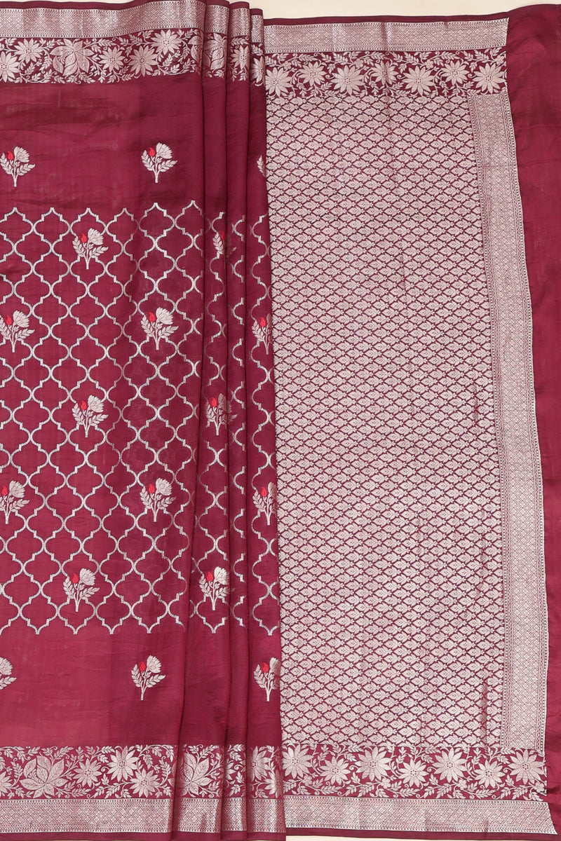 Pure Banarasi Chiniya Silk Saree with Water Zari