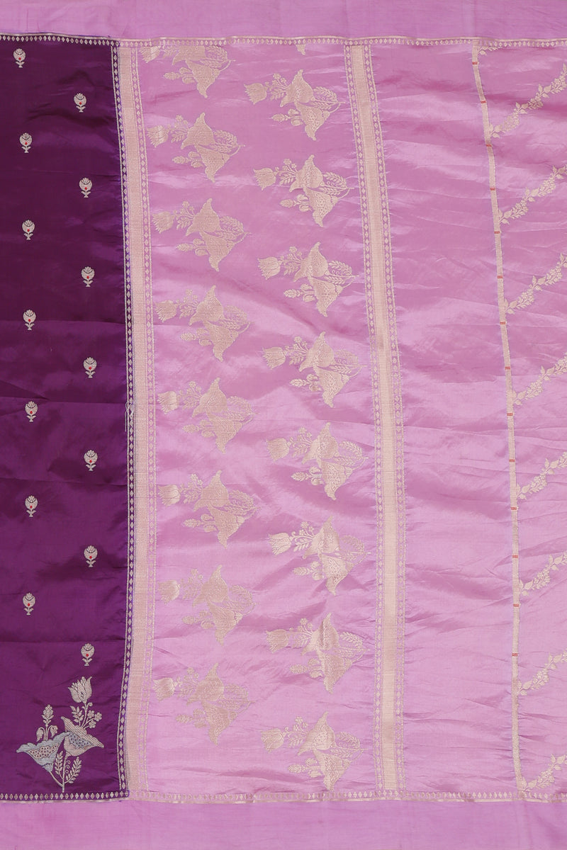 Pure Banarasi Chiniya Silk Saree - Purple & Lavender