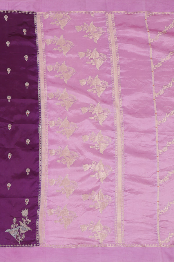 Pure Banarasi Chiniya Silk Saree - Purple & Lavender