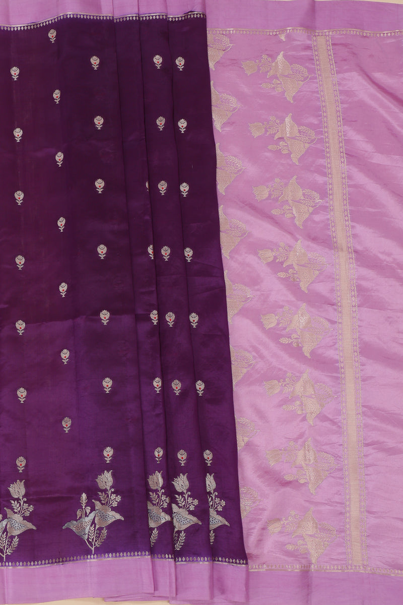 Pure Banarasi Chiniya Silk Saree - Purple & Lavender