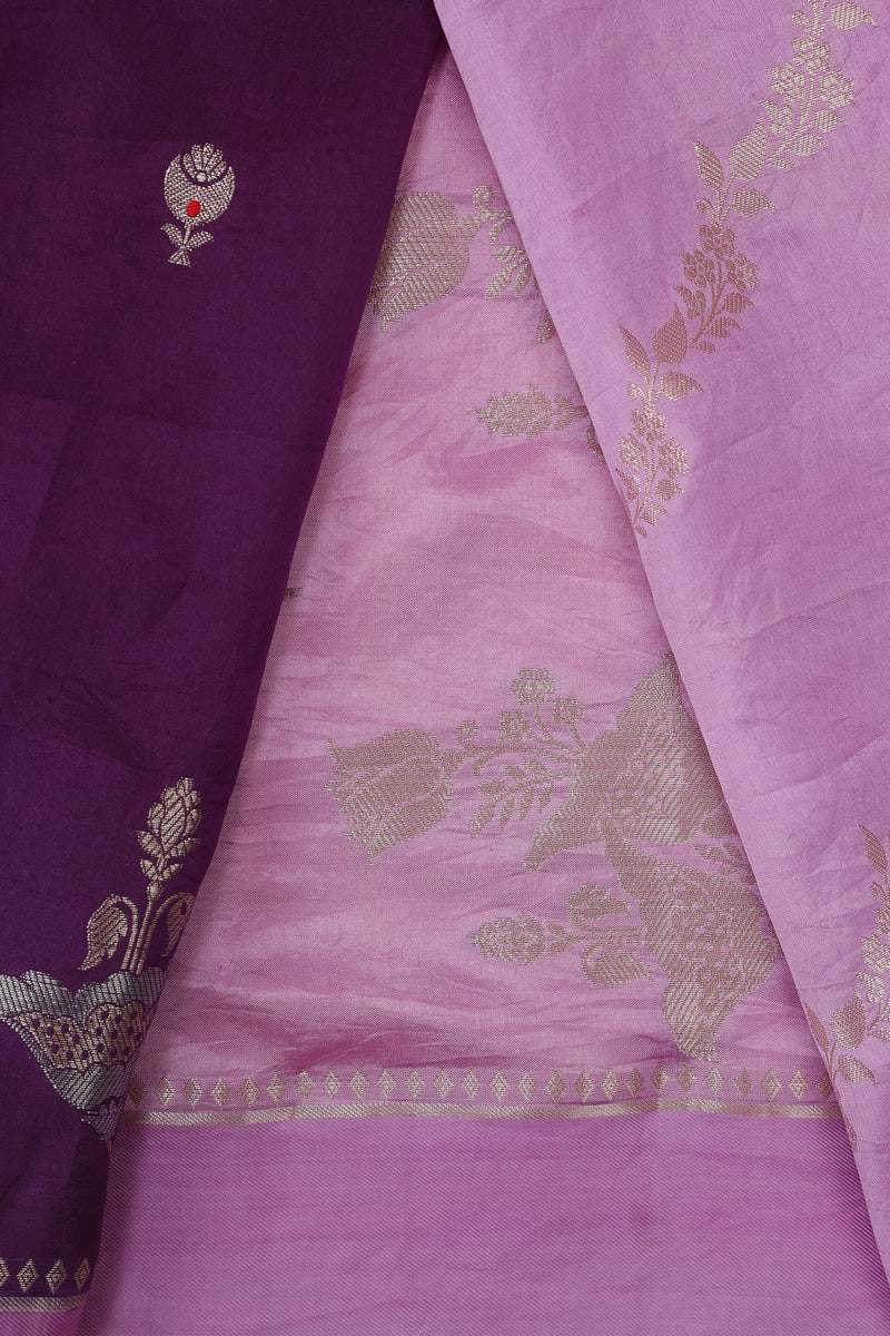 Pure Banarasi Chiniya Silk Saree - Purple & Lavender