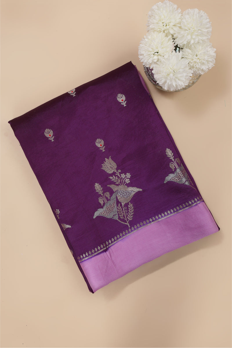 Pure Banarasi Chiniya Silk Saree - Purple & Lavender