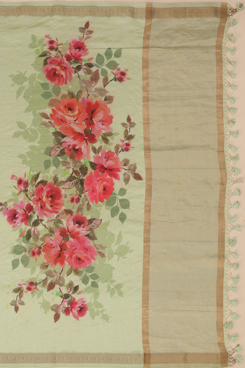 Pure Banarasi Chiniya Silk Saree - Pista Green
