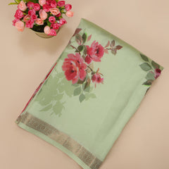 Pure Banarasi Chiniya Silk Saree - Pista Green