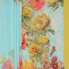 Pure Banarasi Crepe Silk Saree - Sea Green, Floral Printed