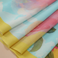 Pure Banarasi Crepe Silk Saree - Sea Green, Floral Printed