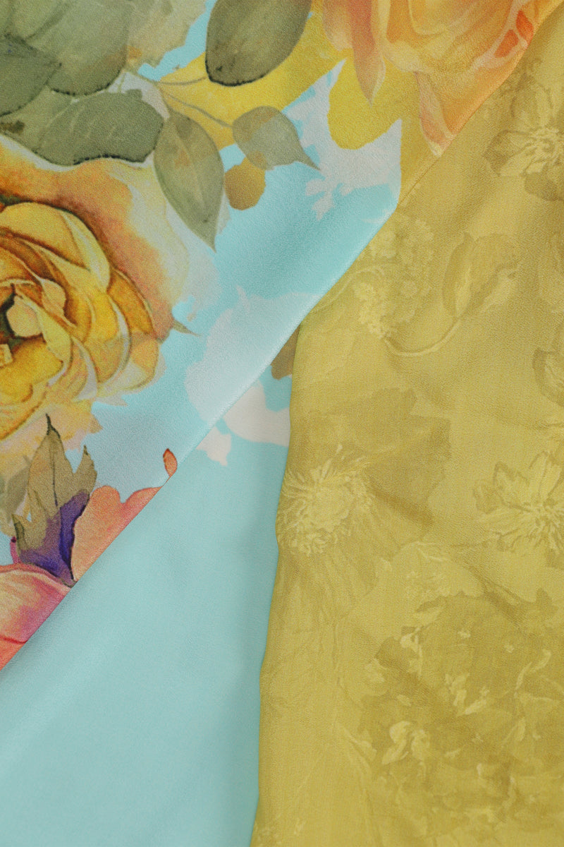 Pure Banarasi Crepe Silk Saree - Sea Green, Floral Printed