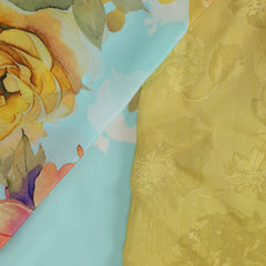 Pure Banarasi Crepe Silk Saree - Sea Green, Floral Printed