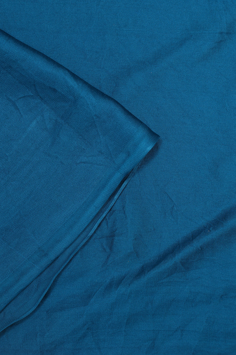Pure banarasi Mashroo Satin Silk - Teal Blue with Rani Pink Kadhua Butta