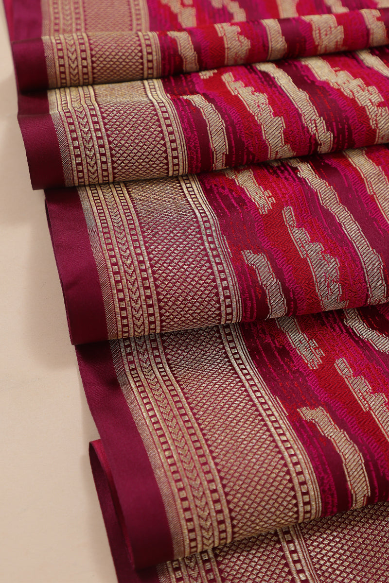Pure Banarasi Brocade Silk - Wine with Kadua Butta