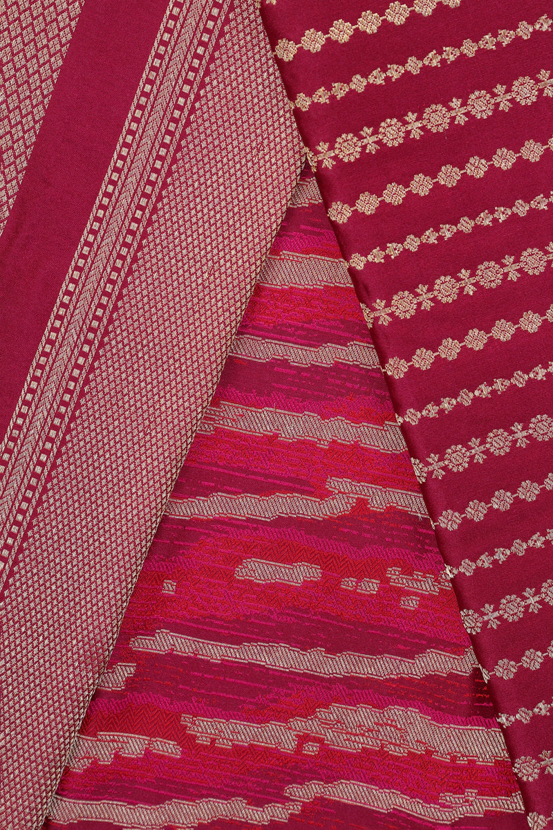 Pure Banarasi Brocade Silk - Wine with Kadua Butta