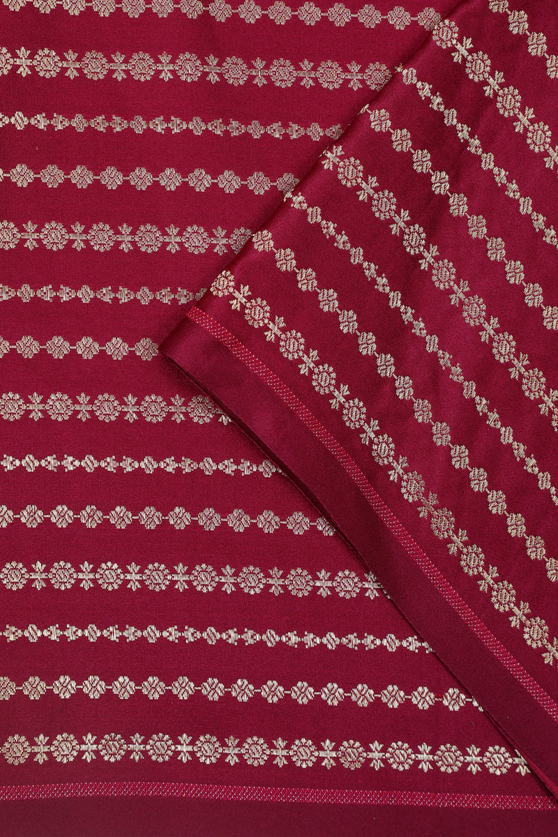 Pure Banarasi Brocade Silk - Wine with Kadua Butta