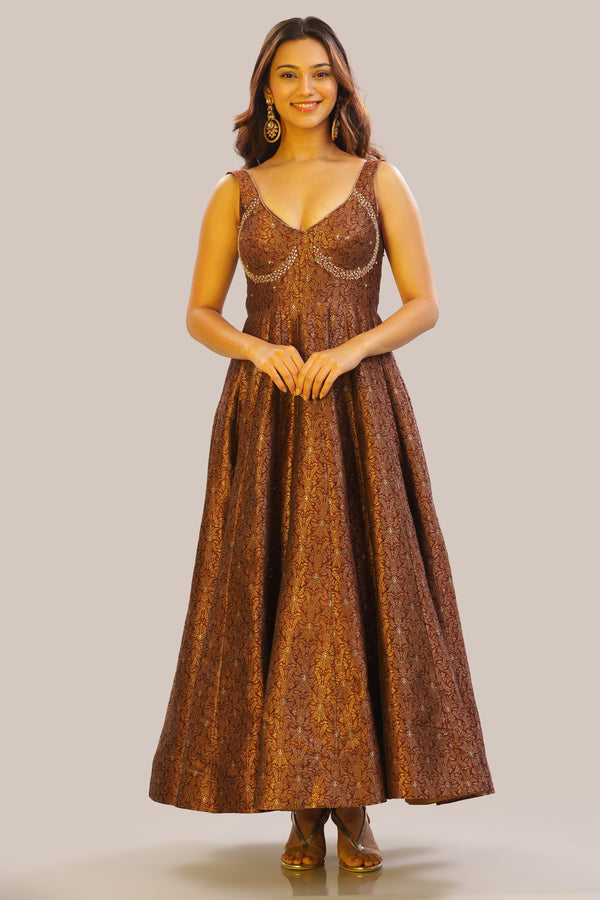 Designer Pure Banarasi Brocade Silk Corset Anarkali