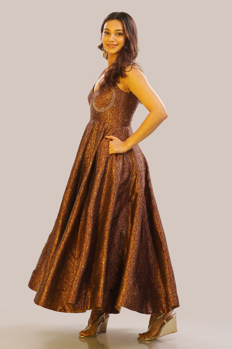 Designer Pure Banarasi Brocade Silk Corset Anarkali