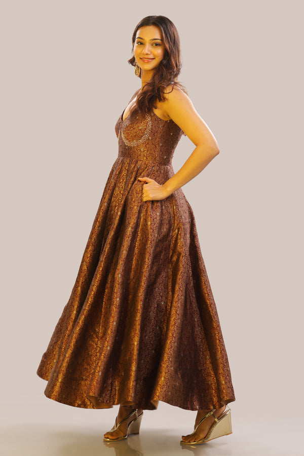 Designer Pure Banarasi Brocade Silk Corset Anarkali