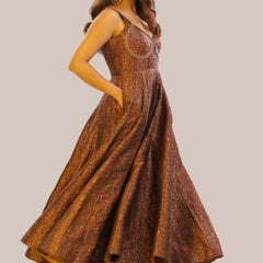 Designer Pure Banarasi Brocade Silk Corset Anarkali