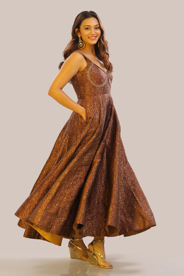 Designer Pure Banarasi Brocade Silk Corset Anarkali