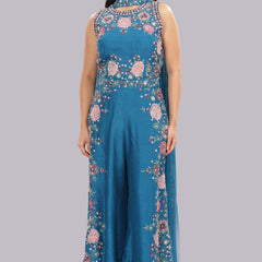 Designer Hand Embroidered Jumpsuit Clubbed with a Choker Dupatta