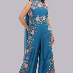 Designer Hand Embroidered Jumpsuit Clubbed with a Choker Dupatta