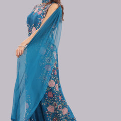 Designer Hand Embroidered Jumpsuit Clubbed with a Choker Dupatta