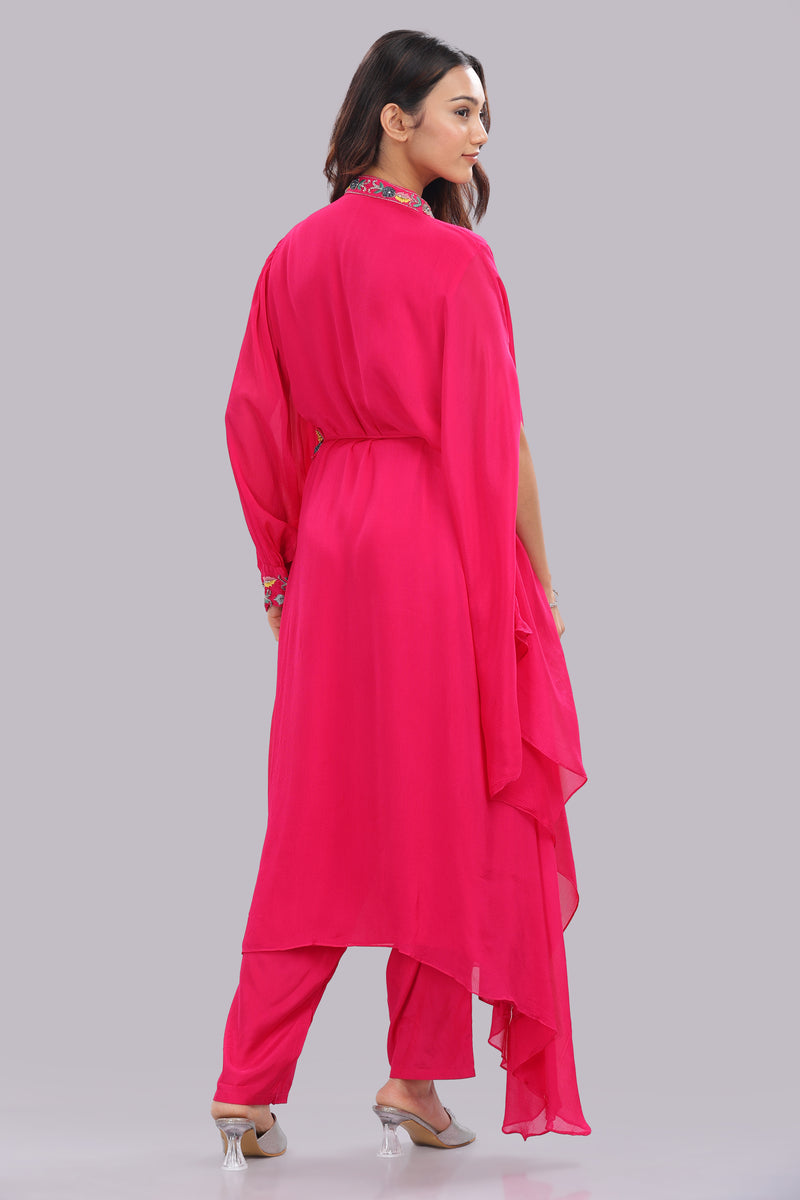 Designer hand embroidered indo western kurti and pant set