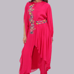 Designer hand embroidered indo western kurti and pant set