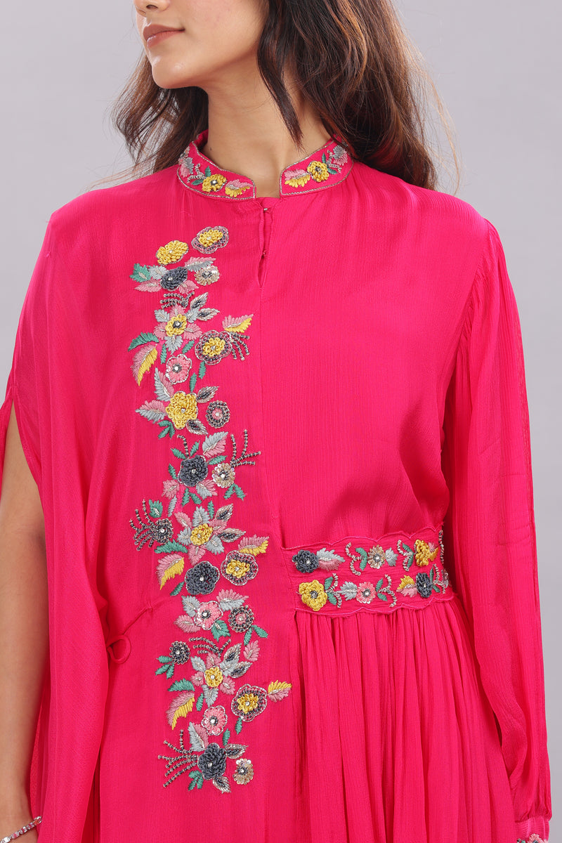 Designer hand embroidered indo western kurti and pant set